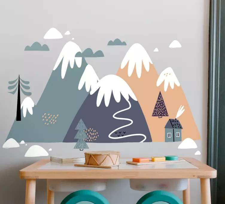 Sticker chambre enfant montagne silhouette dessinée - TenStickers