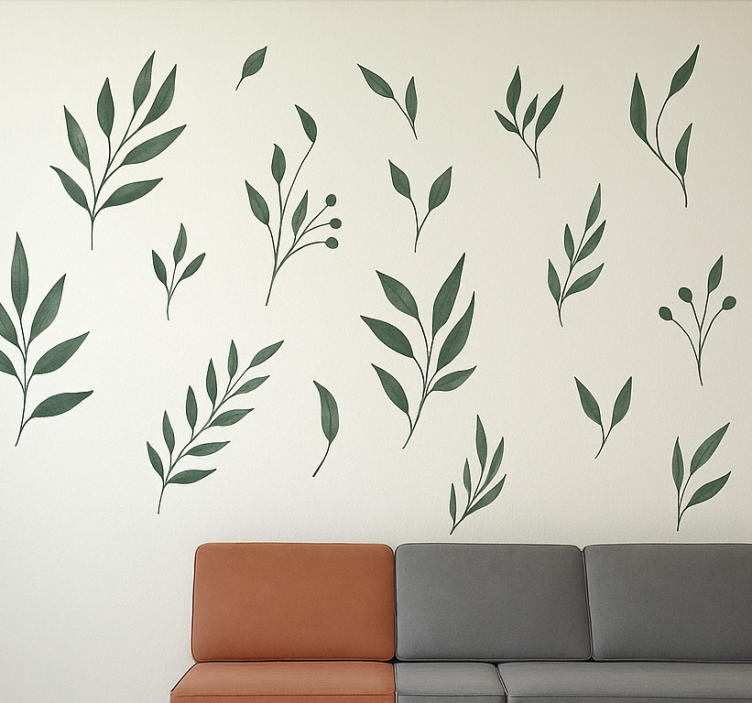 Sticker mural salon feuilles naturelles - TenStickers