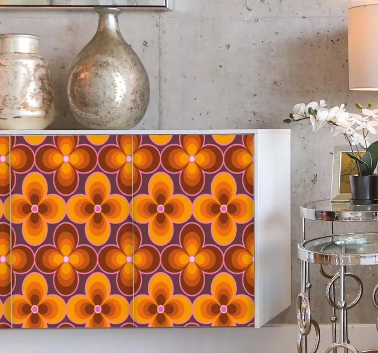 Adhésif meuble motif floral rétro - TenStickers
