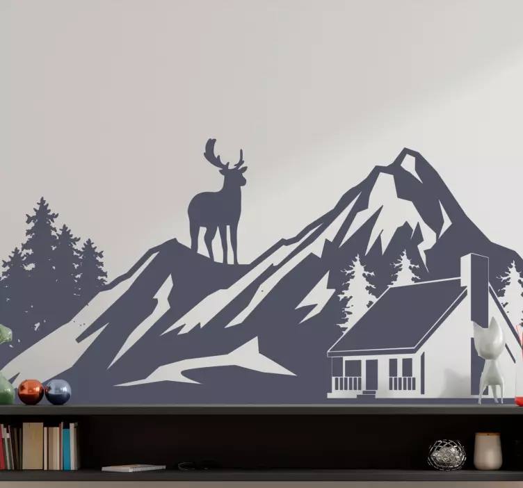 Sticker nature vue sur un chalet de montagne - TenStickers