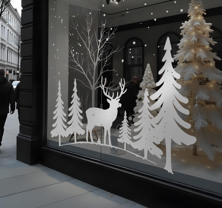 Sticker vitrine Noël scène d'hiver - TenStickers