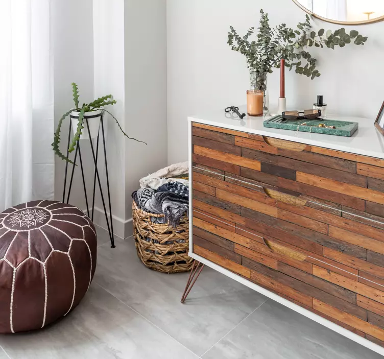 Adhésif meuble texture de planche rustique - TenStickers