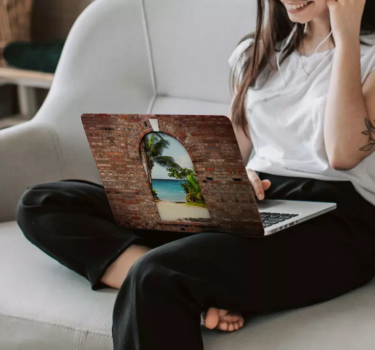 Sticker PC Arche briques image personnalisable - TenStickers