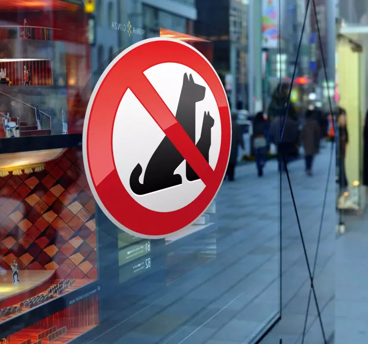 Autocollant vitrine panneau interdit animaux - TenStickers