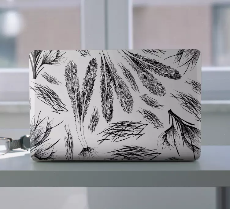 Sticker Ordinateur Portable Fleurs séchées dessinés à la main - TenStickers