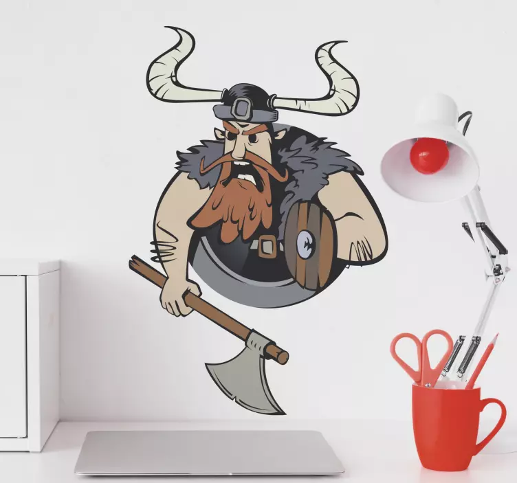 Sticker personnage guerrier viking féroce - TenStickers