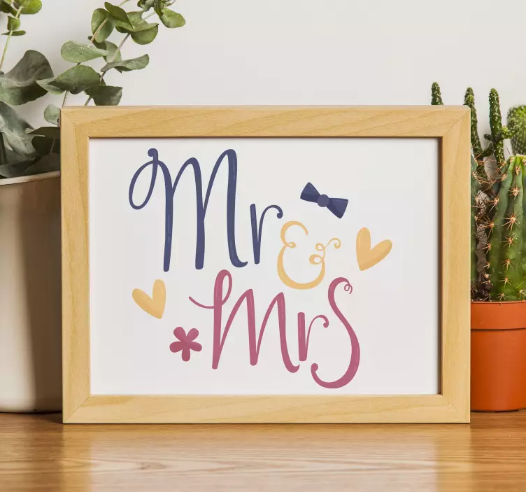 Sticker personnalisé mariage m. Et mme design - TenStickers