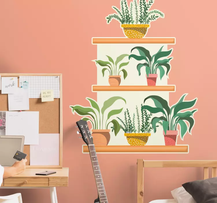 Sticker plante composition de feuillage en pot - TenStickers