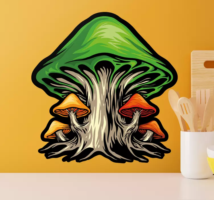 Sticker plante grappe de champignons colorés - TenStickers