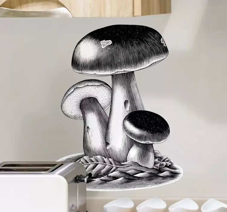 Sticker plante illustration détaillée d'un champignon - TenStickers