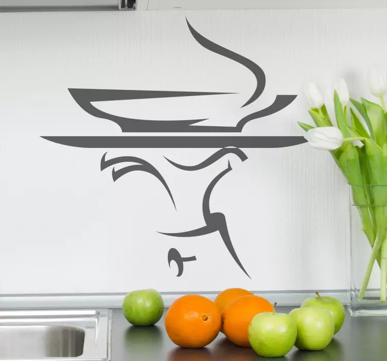 Sticker restaurant d'entreprise plateau serveur plat fumant - TenStickers