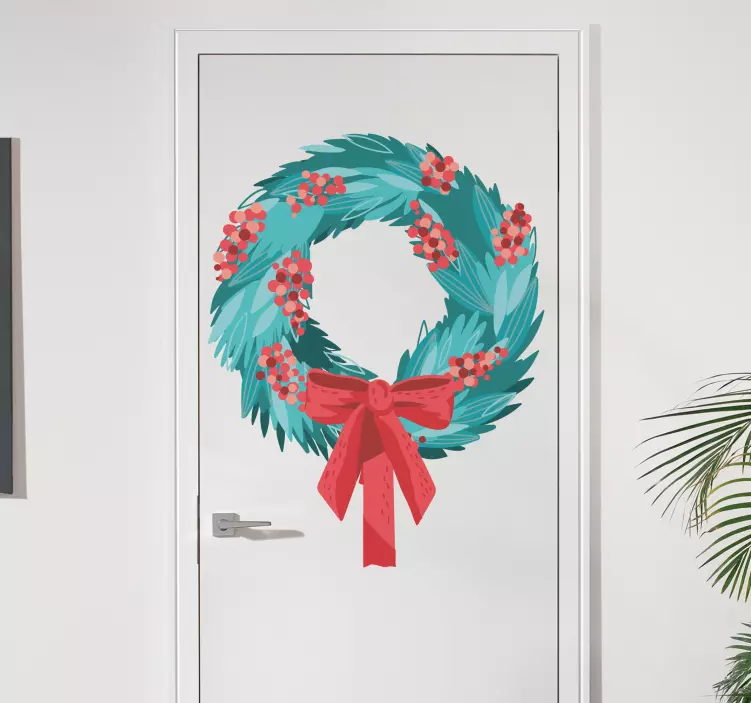 Sticker porte couronne de verdure festive - TenStickers