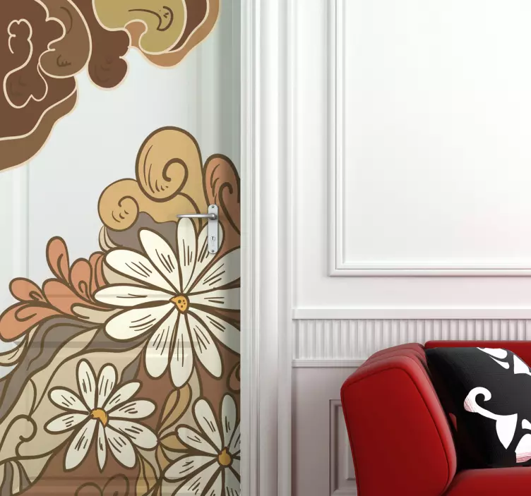 Sticker porte dessin floral - TenStickers