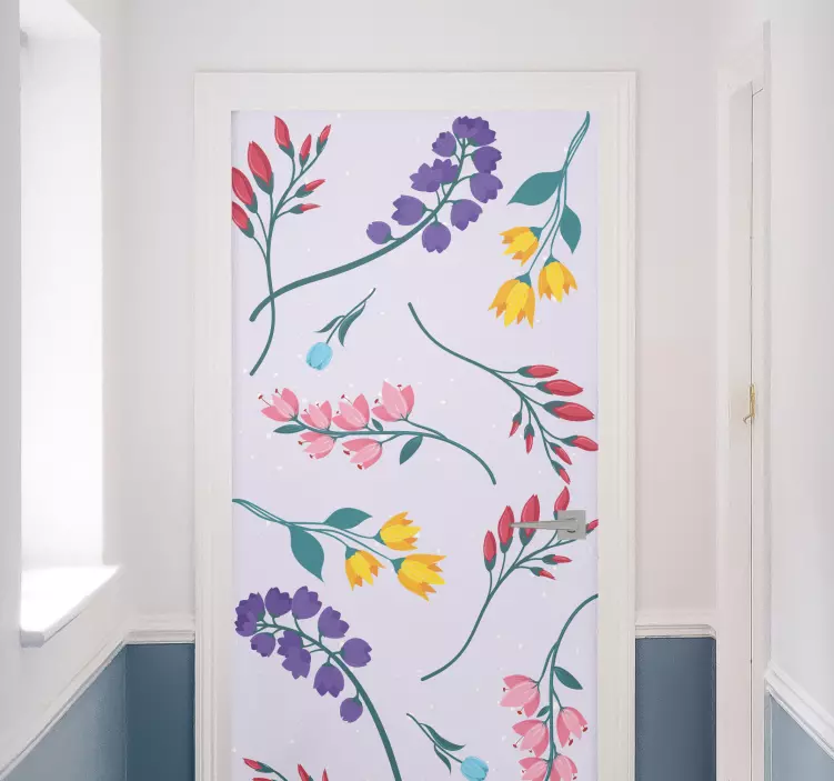 Sticker porte motif floral coloré - TenStickers