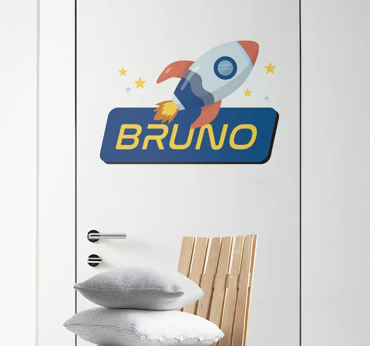 Sticker Porte Personnalisable avec prénom fusée - TenStickers