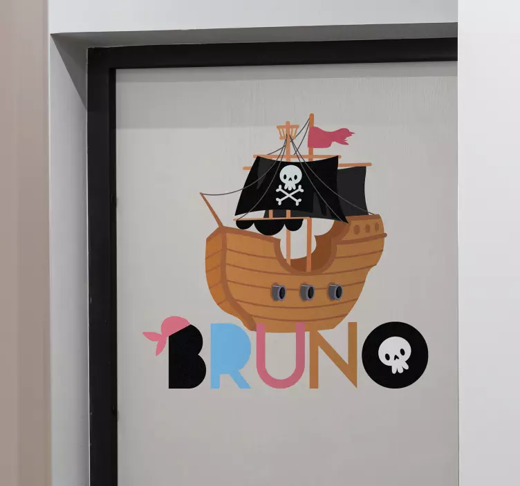 Sticker Porte Personnalisable prénom pirate - TenStickers