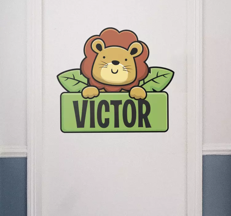 Sticker Porte prénom personnalisé lion - TenStickers