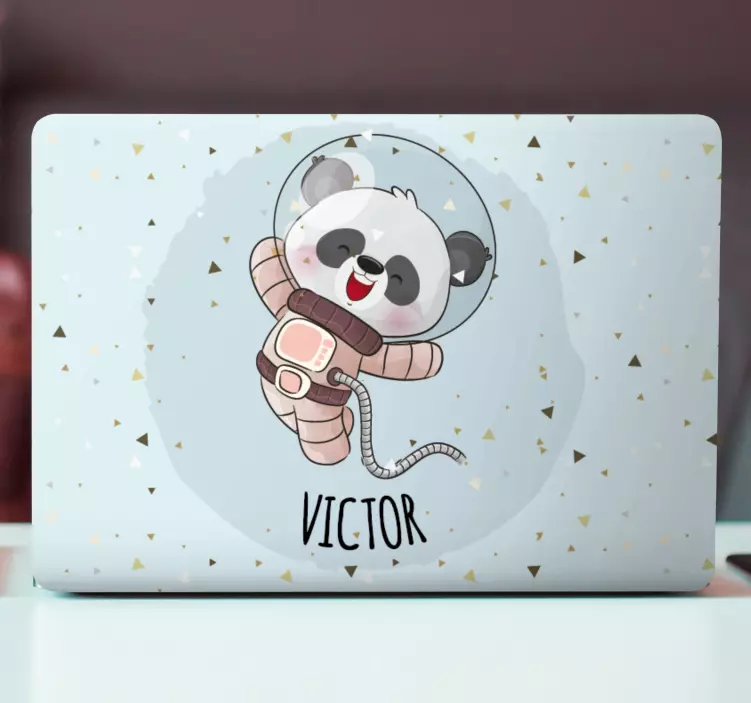 Sticker pour ordinateur adorable panda explorateur spatial - TenStickers