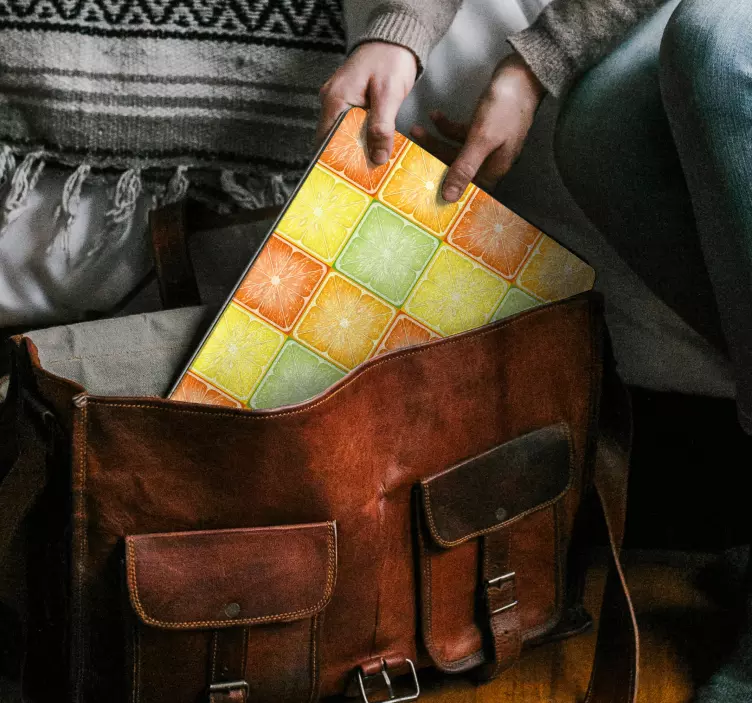 Sticker pour ordinateur carreaux à motif agrumes - TenStickers