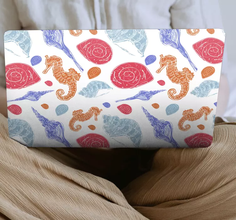 Sticker pour ordinateur motifs de coquillages de hippocampe - TenStickers