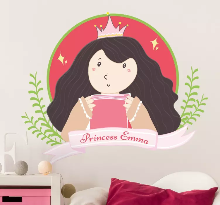 sticker illustration princesse avec prénom - TenStickers