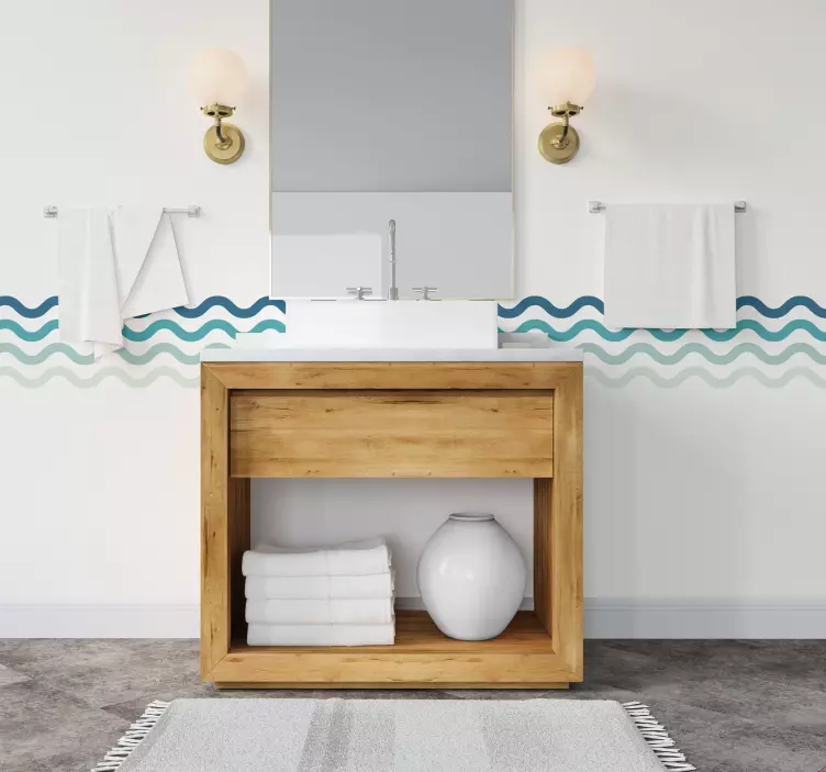 Sticker salle de bain frise vagues - TenStickers