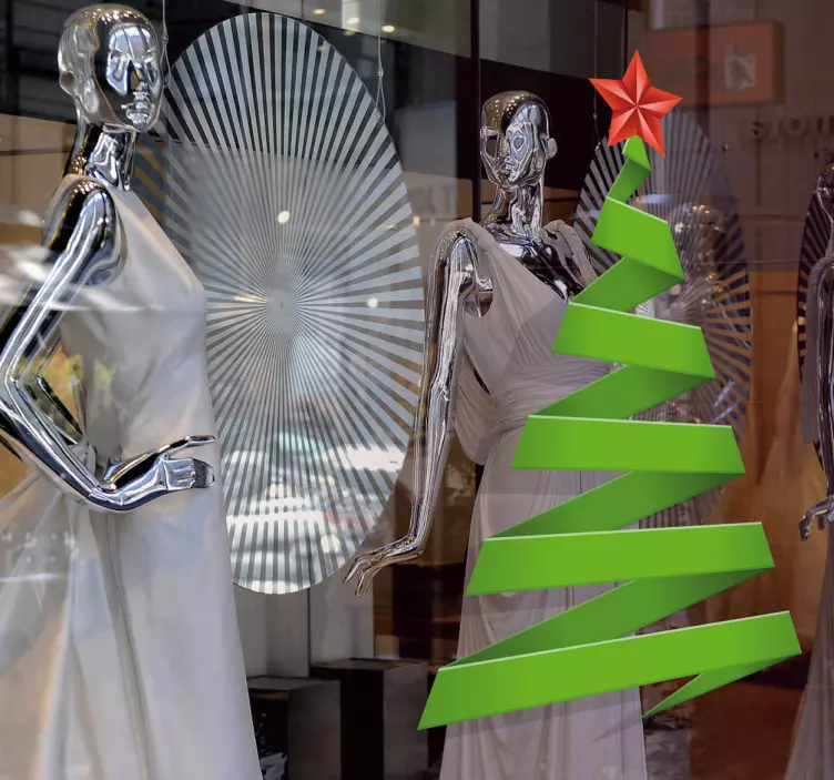 Sticker vitrine Noël sapin de Noël basique - TenStickers