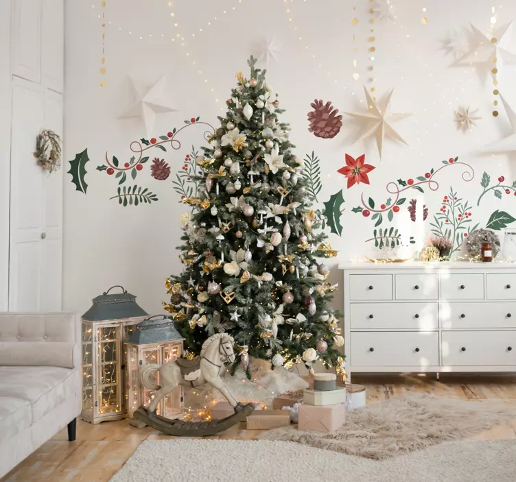 Autocollant set flore de Noël - TenStickers