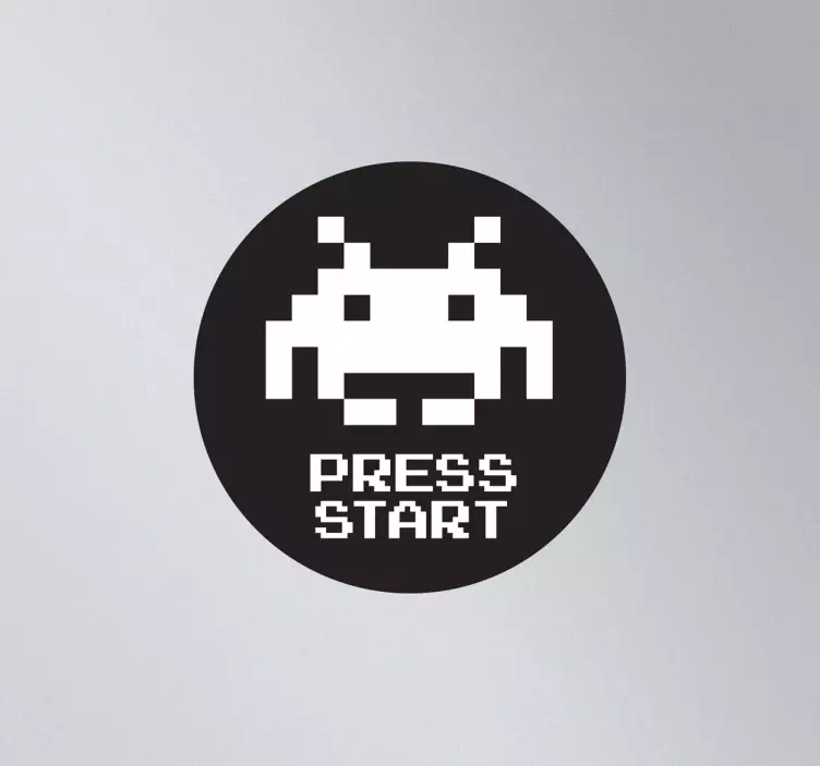Autocollant ordinateur space invaders press start - TenStickers