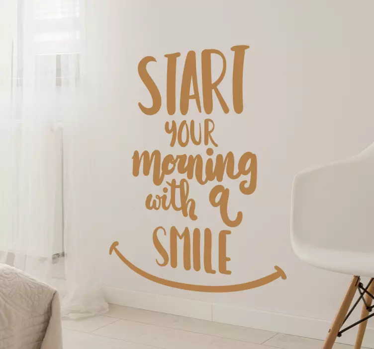 Sticker motivation Start your morning with a smile - TenStickers