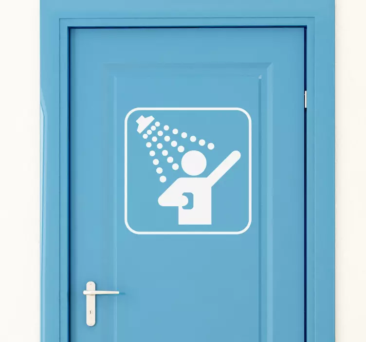 Sticker salle de bain porte symbole douche - TenStickers