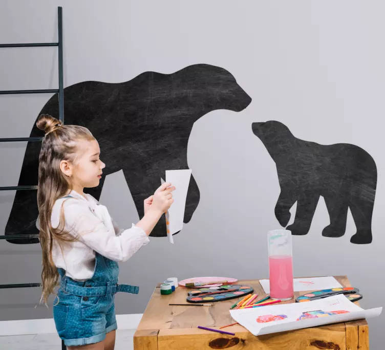 Sticker tableau noir silhouettes d'ours ludiques - TenStickers