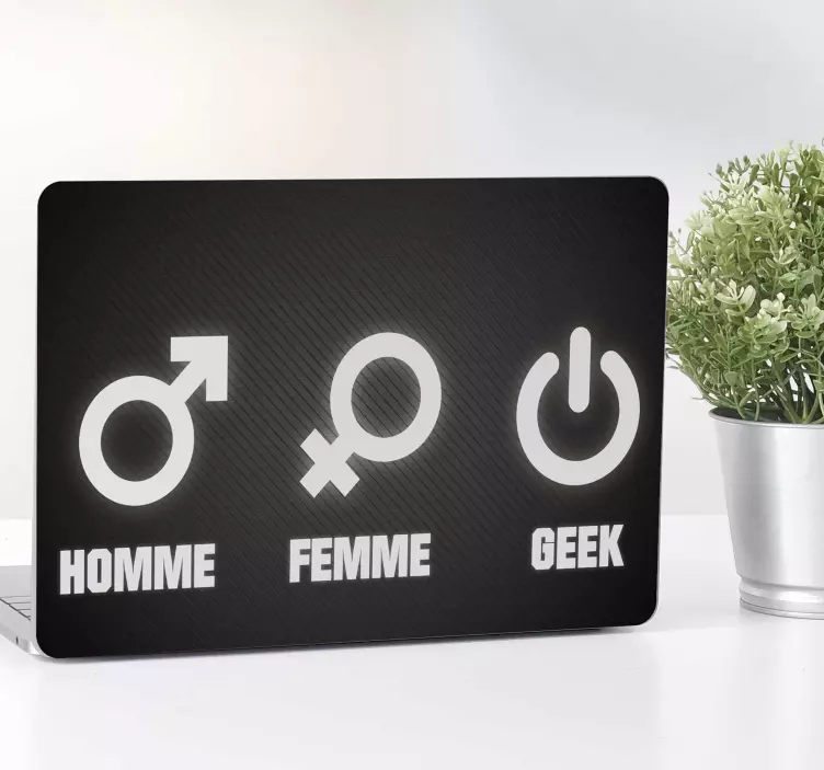 Autocollant ordinateur texte homme femme geek - TenStickers