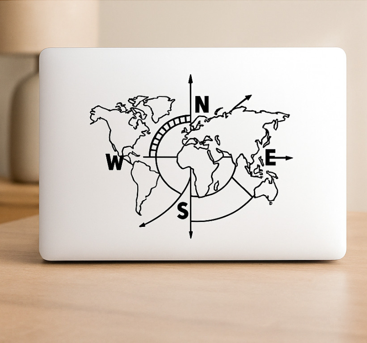 Sticker touchpad boussole de carte du monde - TenStickers