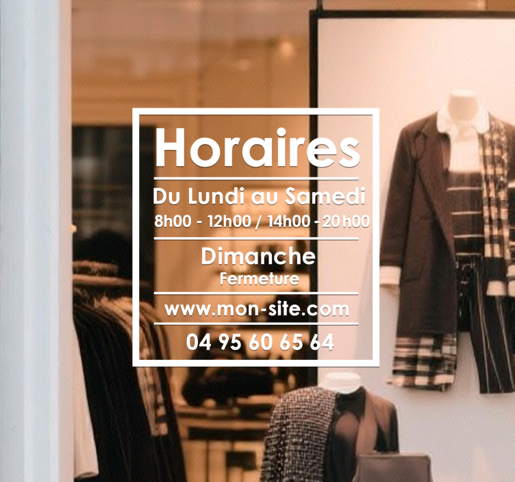 Sticker vitrine horaires d'ouverture avec site web - TenStickers