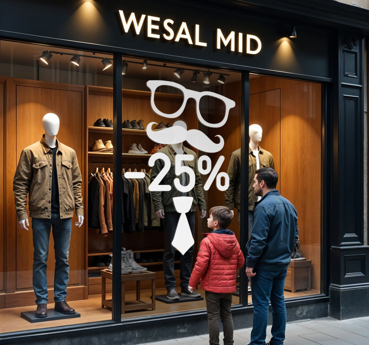 Sticker vitrine remise fête des pères - TenStickers