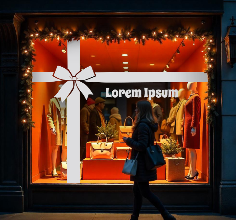 Sticker vitrine ruban cadeau personnalisé - TenStickers