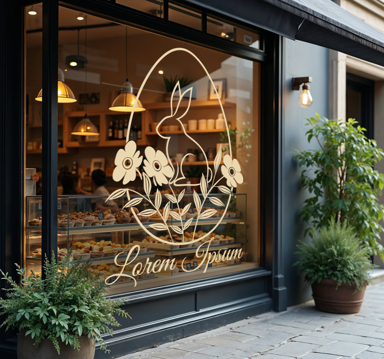 Autocollant vitrine texte personnalisé du jour de pâques - TenStickers