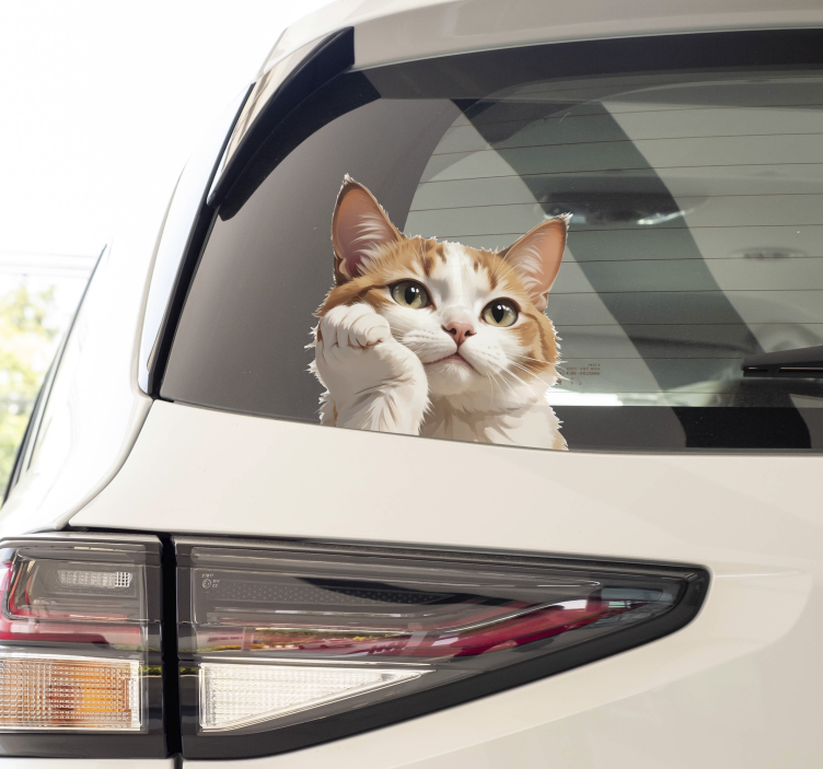 Sticker voiture chat pensant - TenStickers