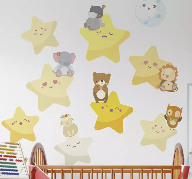 Stickers chambre enfant étoiles avec animaux - TenStickers