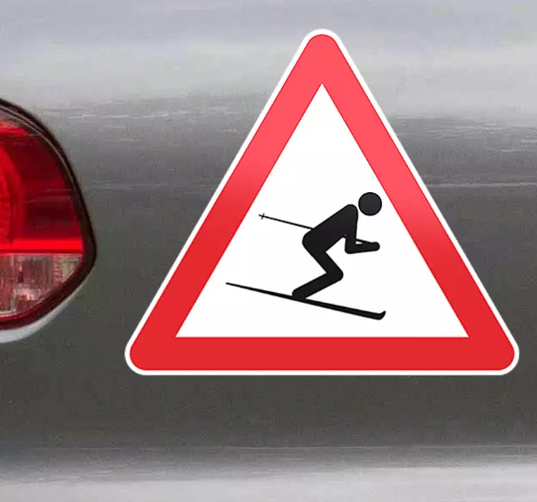 Stickers voiture danger skieur - TenStickers