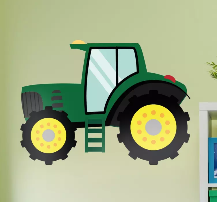 Dessin enfantin tracteur vert - TenStickers
