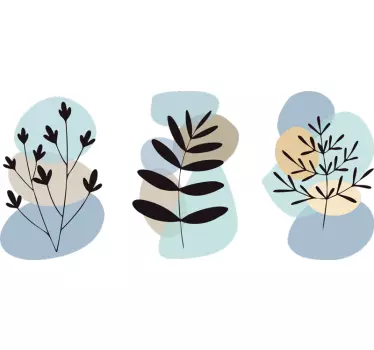 Sticker mural chambre plantes abstraites et cercles colorés - TenStickers