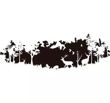 Sticker chambre silhouette de scène forestière - TenStickers