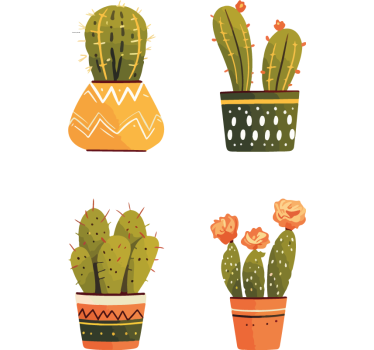 Sticker fenêtre formes de cactus - TenStickers