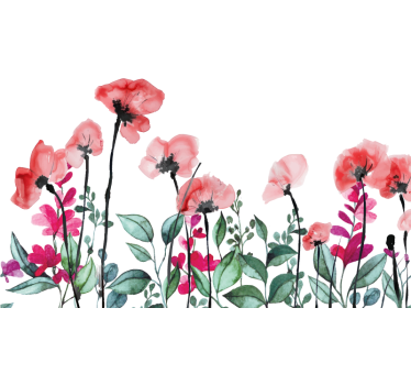 Sticker fenêtre coquelicots en fleurs - TenStickers