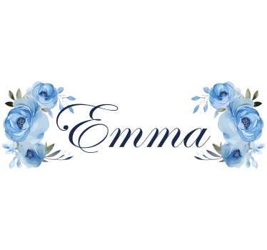 Sticker vélo fleurs bleues avec prénom - TenStickers