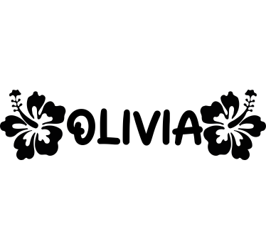 Sticker vélo fleurs hawaïennes roses avec prénom - TenStickers