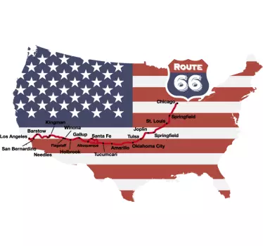 Sticker route 66 carte - TenStickers