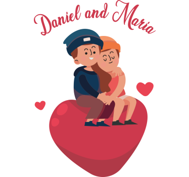 Sticker frigo couple amoureux de vos prénoms - TenStickers